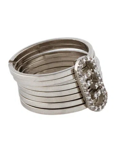 Pre-owned Fendi Crystal Logo Cocktail Ring In Multi