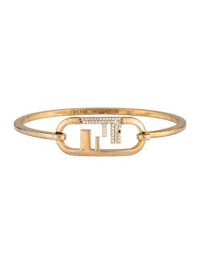 Pre-owned Fendi Crystal O'lock Bracelet, 6.5" In Multi