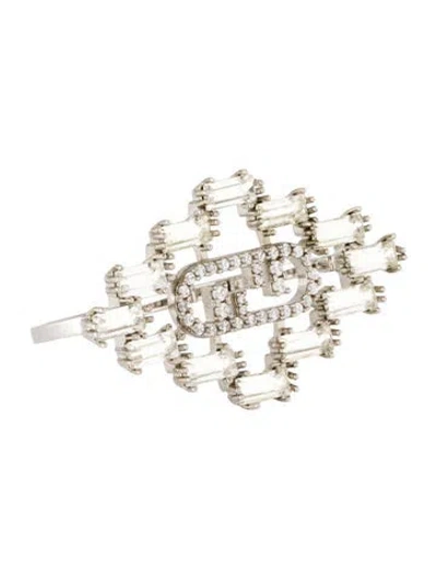 Pre-owned Fendi Crystal O'lock Cocktail Ring In Multicolor