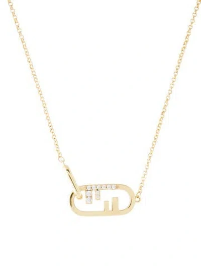 Pre-owned Fendi Crystal O'lock Pendant Necklace, 17.5" In Transparent