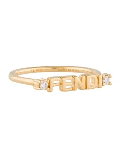 Pre-owned Fendi Crystal Signature Band Ring In Transparent