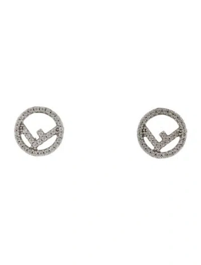 Pre-owned Fendi Crystal Stud Earrings In Multi