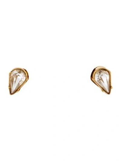 Pre-owned Fendi Crystal Triangle Stud Earrings In Transparent