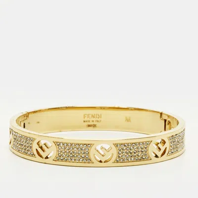 Pre-owned Fendi Crystals Gold Tone Bracelet M
