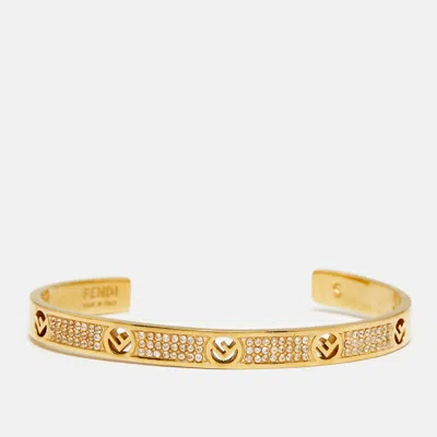 Pre-owned Fendi Crystals Gold Tone Bracelet S