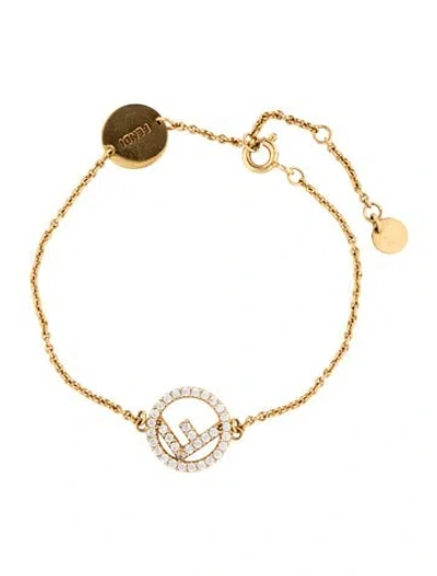 Pre-owned Fendi Cubic Zirconia F Is  Station Bracelet, 7.75" In Multicolor