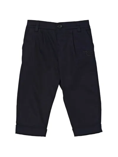 Fendi Kids' Cuffed Trousers In Blue