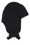 Fendi Dark Grey Graphite Wool Beanie Hat In Black