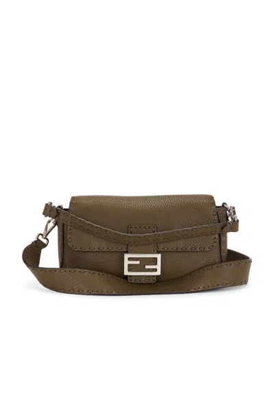 Pre-owned Fendi Cuoio Roma Sellerissima Nappa Re-edition Baguette Shoulder Bag In Wood