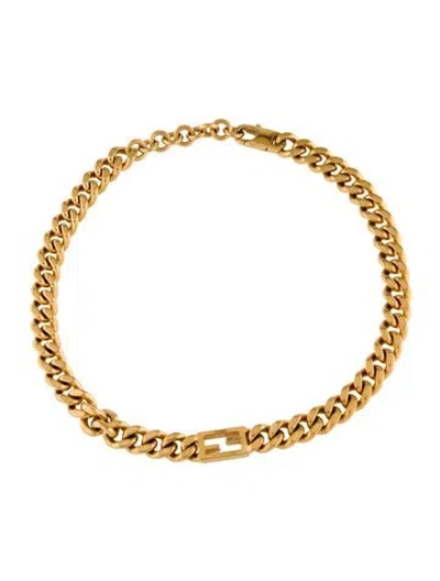 Pre-owned Fendi Curb Link Choker Necklace, 14.75" In Multi