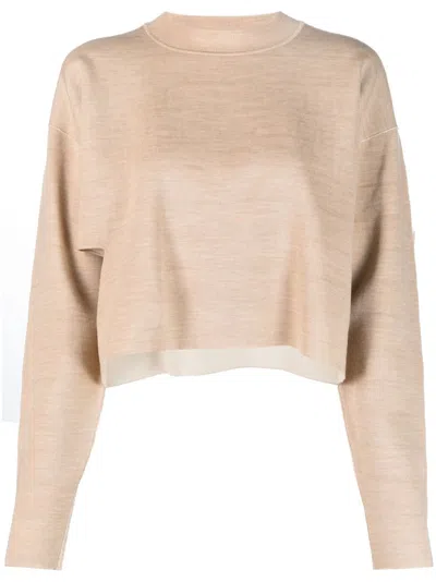 Fendi Cut-out-detailing Cropped Jumper In Nude