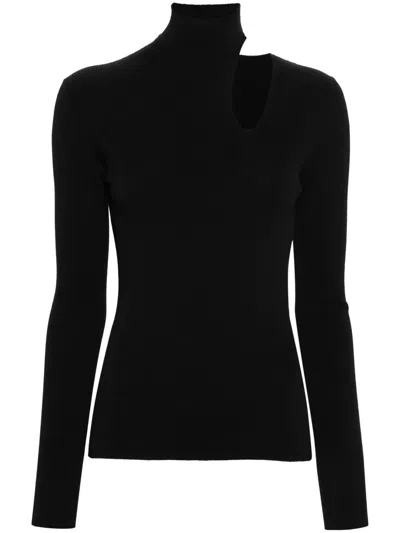 Fendi Cut-out Fine-ribbed Top In Black