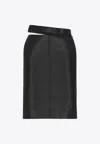 Fendi Cut-out Leather Midi Pencil Skirt In Black