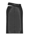 Fendi Cut-out Leather Midi Pencil Skirt In Black