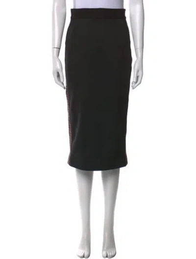 Pre-owned Fendi Cutout Accent Midi Length Skirt In Black