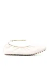 Fendi Filo Leather Ballerina Shoes In White