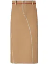 Fendi Dark Beige Cotton Skirt In Brown