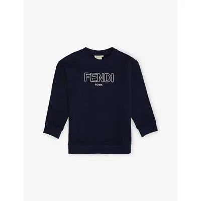 Fendi Kids' Embossed-brand Crewneck Cotton-jersey Sweatshirt 4-12 Years In Animal Print
