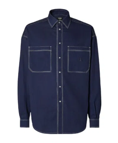 Fendi Dark Blue Cotton Shirt