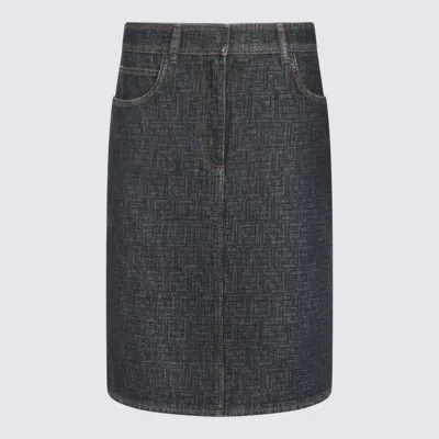 FENDI DARK BLUE COTTON SKIRT