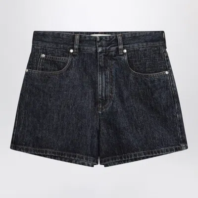 Fendi Dark Blue Denim Shorts Women In Black