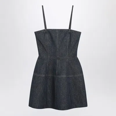 FENDI FENDI DARK BLUE FF DENIM BUSTIER DRESS