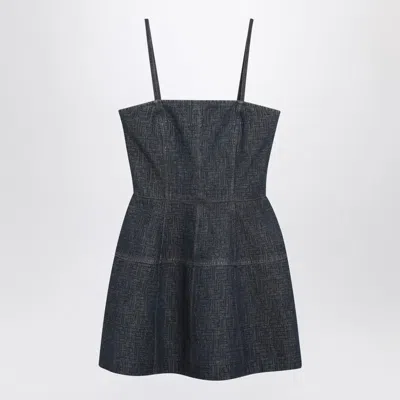 Fendi Dark Blue Ff Denim Bustier Dress