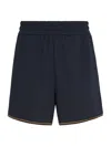 Fendi Dark Blue Ff Jacquard Bermuda Shorts In Blue