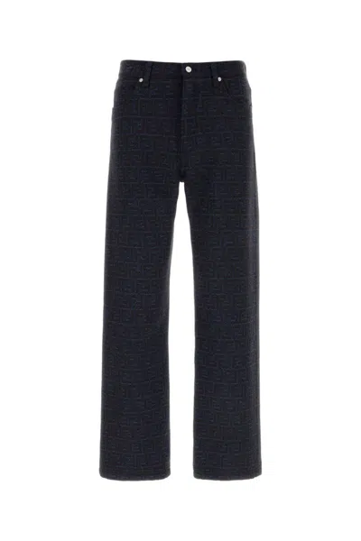Fendi Dark Blue Logo Jeans