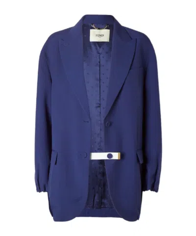 Fendi Dark Blue Mohair Fabric Jacket