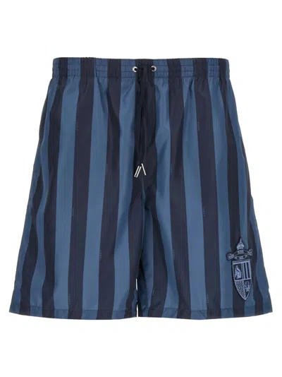 FENDI DARK BLUE PEQUIN NYLON SHORTS
