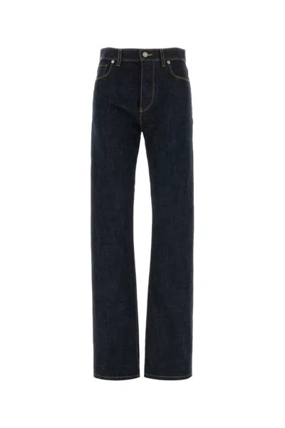 Fendi Dark Blue Regular Jeans In Pattern