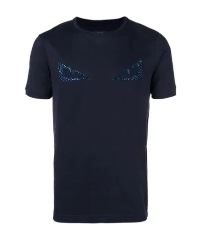 Fendi Dark Blue Round-neck T-shirt