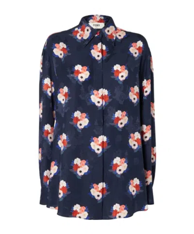 Fendi Dark Blue Silk Shirt