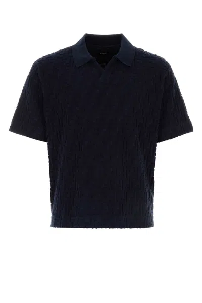 Fendi Dark Blue Terry Fabric Polo Shirt