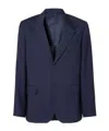 Fendi Dark Blue Wool Canvas Blazer In Blue
