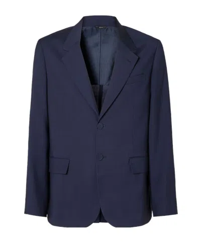 Fendi Dark Blue Wool Canvas Blazer