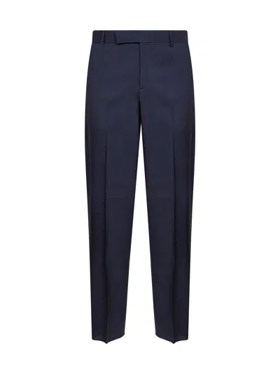 Fendi Men Dark Blue Wool Canvas Tailored Trousers