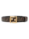 Fendi Logo Belt In Dark Brown