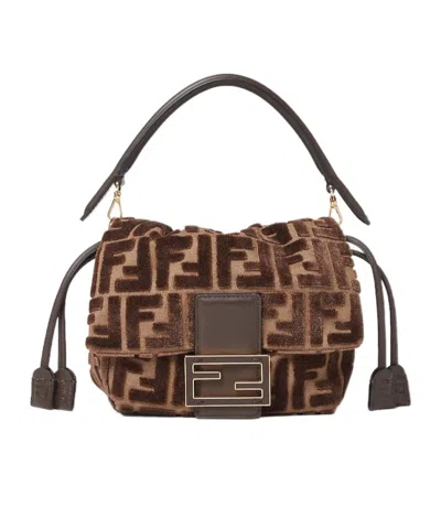 Fendi Dark Brown Ff Jacquard Velvet Mini-bag