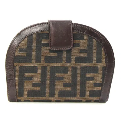 Pre-owned Fendi Dark Brown Jacquard Leather Wallet (bi-fold) ()