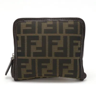 Pre-owned Fendi Dark Brown Khaki Nylon Canvas Leather Eco-bag Tote Bag ()