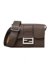 Fendi Double Baguette Leather Messenger Bag In Brown