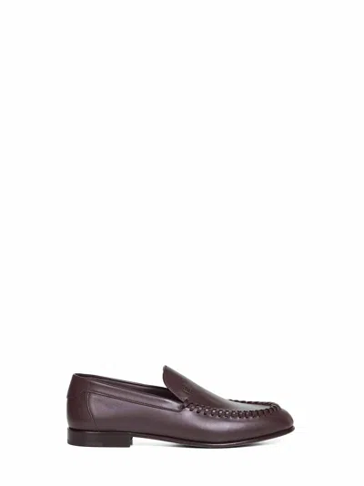 Fendi Dark Brown Leather Braided Loafers