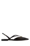 Fendi Fold Slingback Leather Flats In Black