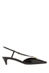 Fendi Dark Brown Leather  Ffold Pumps In Black