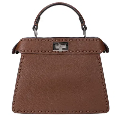 Pre-owned Fendi Dark Brown Leather Handbag Shoulder Bag ()