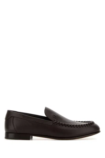 Fendi Dark Brown Leather Loafers