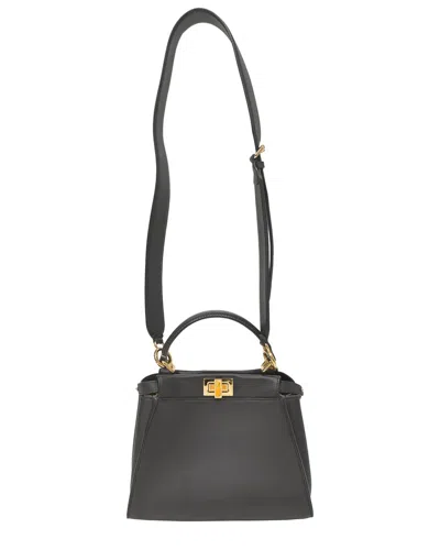 Fendi Dark Brown Leather Peekaboo Mini Bag (authentic Pre-loved) In Gray
