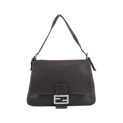 Pre-owned Fendi Dark Brown Leather Shoulder Bag ()